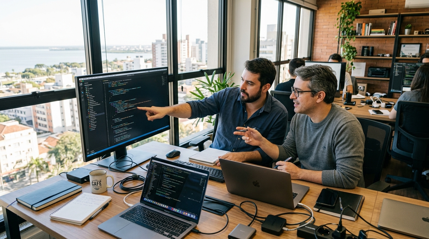 Product engineers working together in a studio